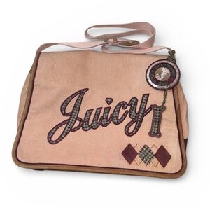 Vintage Juicy Couture Messenger Bag Purse Handbag Velour Pink/Brown/Burgundy